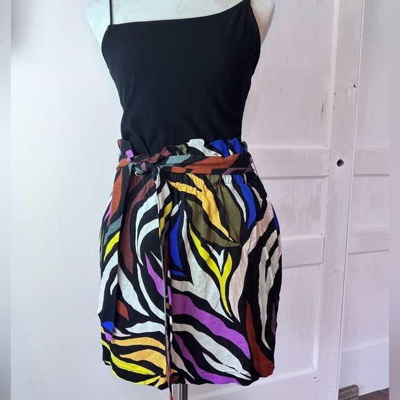 Who What Wear Dresses & Skirts - WHO WHAT WEAR LINENBLEND GRAPHIC SKIRT SZ MED ELASTIC WAIST POCKETS SELF-BELT